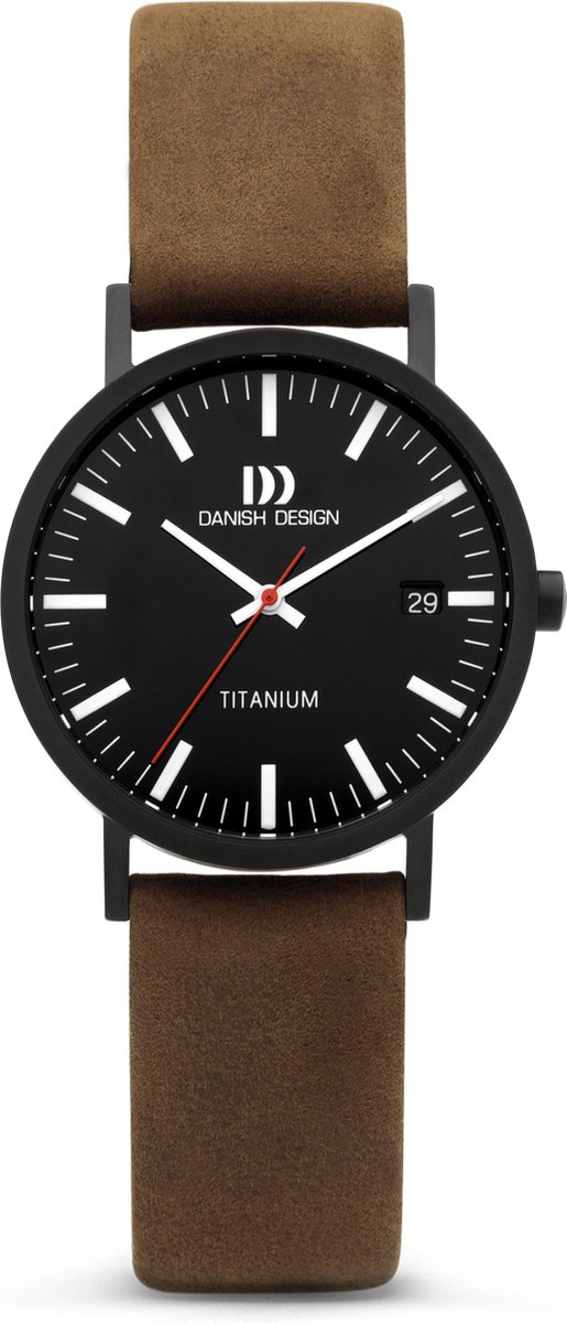 Danish Design Rhine Large Horloge - Danish Design heren horloge - Zwart - diameter 39 mm - Titanium