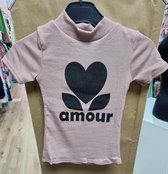 3 delige set, flairpants, t-shirt, vest, kleur oudroze, maat 146/152