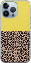 iPhone 13 Pro hoesje siliconen - Luipaard geel | Apple iPhone 13 Pro case | TPU backcover transparant
