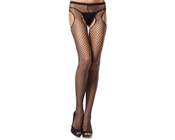 Leg Avenue Visnet Panty met Open kruis - zwart - one size