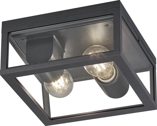 LED Tuinverlichting - Tuinlamp Plafond - Torna Garinola - E27 Fitting - 2-lichts - Mat Antraciet - Aluminium