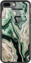 iPhone 8 Plus/7 Plus hoesje glass - Groen marmer / Marble | Apple iPhone 8 Plus case | Hardcase backcover zwart