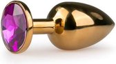 Buttplug met ronde steen - Goud/Roze