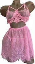 Lingerieset met kant onesize 36-38 roze