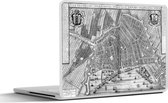 Laptop sticker - 14 inch - Historische Amsterdamse stadskaart - zwart wit - 32x5x23x5cm - Laptopstickers - Laptop skin - Cover