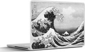 Laptop sticker - 12.3 inch - De grote golf van Kanagawa - schilderij van Katsushika Hokusai - zwart wit - 30x22cm - Laptopstickers - Laptop skin - Cover