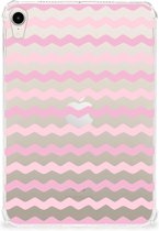 Silicone Tablet Hoes Geschikt voor Apple iPad mini 6 (2021) Backcase Waves Roze met doorzichte zijkanten