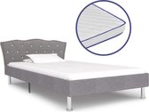 Bed Met Traagschuim Matras Stof Beige 180X200 Cm