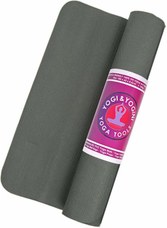 Fitnessmat, yogamat, gymnastiekmat, 183 x 68 x 4 mm, van milieuvriendelijk natuurlijk rubber en antislip, met design en draagriem (Dark Marble