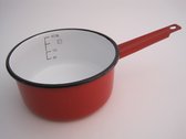 Emaille steelpan met maataanduiding - Ø 18 cm - 2,2 liter - rood gespikkeld