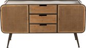 J-Line Kast 3 Lades Midden Metaal/Hout Zwart/Naturel