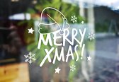 Herbruikbare kerst raamsticker - Merry Xmas! - 26x26 cm - WIT - kerstversiering - kerstdecoratie voor binnen - sticker - stickers