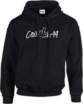 Hoodie | Funny | FuckCovid-19 - Zwart, M