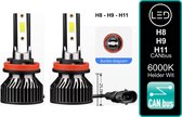 (Set 2 Stuks) H8 H9 H11 LED lampen 18000 Lumen Helder Wit incl CANbus EMC CHip 6000k Ultra-bright - Wit 100 Watt Motor - Auto - Motor - Dimlicht - Grootlicht - Koplampen - Autolamp - Lamp - Autolampen - CANbus adapter