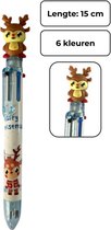 PD® - Kerst Pen - Rendier - 6 kleuren pen - 1 stuk - Kerst 6 in 1 kleuren pen - Multipen kerst cadeau