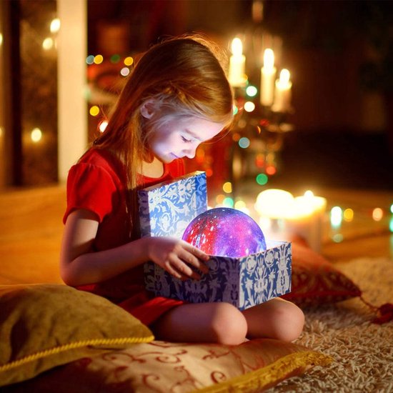 Maanlamp 3D - Nachtmaanlamp - galaxy -RGB Maanlicht - Maanlicht met Afstandbediening van Merkloos — afbeelding 5