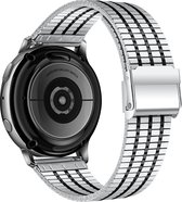Strap-it Luxe stalen bandje 20mm - smartwatch bandje geschikt voor Samsung Galaxy Watch 42mm / Active / Active2 / Galaxy Watch 3 41mm / Gear Sport - Huawei Watch GT 2 / GT 3 42mm / GT 3 Pro 43mm - zilver/zwart