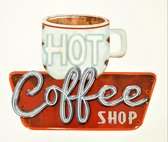 3D metalen wanddecoratie "Hot Coffee Shop"  38x48cm