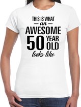 Awesome 50 year - geweldige 50 jaar cadeau t-shirt wit dames -  Verjaardag cadeau / Sarah M