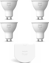 Philips Hue Uitbreidingspakket GU10 - Hue Lampen en Wall Switch - White - 4 Lampen - Werkt met Alexa en Google Home