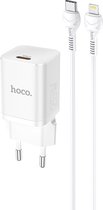 HOCO N19 Rigorous - PD 25 Watt Snellader Set - Met USB-C naar Lightning Kabel - Wit