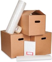 Verhuisdozen Professioneel Verhuispakket 2 personen - 30 stuks Bruine Klikklak® Verhuisdozen - 10 boekendozen - matrashoes - noppenfolie - etiketten - pakpapier - tape.
