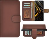 Xiaomi Poco M3 Hoesje - Bookcase - Portemonnee Hoes Echt leer Wallet case Bruin