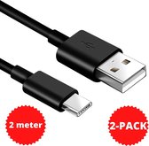 2x Câble de charge USB-A vers USB-C 2 mètres pour Samsung / Huawai / Xiaomi / Oppo / Motorola / OnePlus - Zwart - 2-Pack
