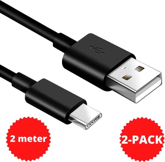 DutchOne USB C kabel 2 Meter Zwart geschikt voor Samsung S9, S10, S20, S21,  S22 Plus &... | bol.com