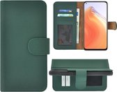 Xiaomi Mi 10T 5G Hoesje - Bookcase - Portemonnee Hoes Echt leer Wallet case Groen