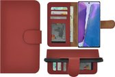 Samsung Galaxy Note20 Hoesje - Bookcase - Portemonnee Hoes Echt leer Wallet case Rood