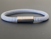 Armband dames touw -  heren armbanden scheepstouw Galeara Riu met magnetische sluiting - Wit Blauw Staal 20.5cm