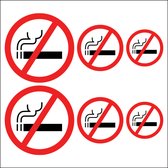 Verboden te Roken Stickers - 6 stuks - 15 cm - 10 cm - 8 cm