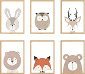 DutchDesign – set luxe posters voor babykamer - design A4 formaat posters – schattige muurdecoratie kinderkamer babydieren