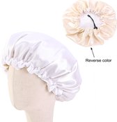 Kinderen slaapmuts - Haarverzorging - Kinderen hair bonnet - Verstelbare elastische band - Wit - Satijnen slaapmuts - Satijn bonnet - Bonnet - Kind - Nachtmuts - Sleep cap – Kinderen hoofddek