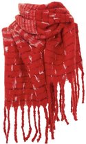Sjaal herfst/winter extra dik met strepen 200x60cm rood