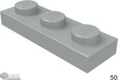 LEGO Plaat 1x3, 3623 Lichtgrijs 50 stuks