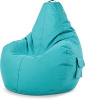 Green Bean © zitzak met rugleuning 80x70x90cm - gaming stoel met 230l vulling - knuffelachtig, zacht & wasbaar - Aquamarine Blauw