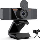 Webcam met afdekking statief microfoon Full HD webcam 2K streaming camera voor PC laptop desktop Mac autofocus webcamera voor videogesprekken conferentie online onderwijs computerc