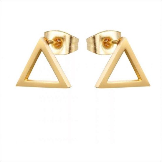 Aramat jewels ® - Oorbellen driehoek zweerknopjes goudkleurig chirurgisch staal 10mm