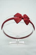 Haarband Nylon met baby strik - Kleur Bordeaux 193- Haarstrik – Kerst strik rood - Glitter haarstrik regular mini - Bows and Flowers