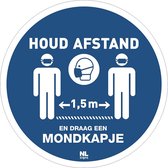 Houd afstand en draag een mondkapje ø 20 cm - antislip