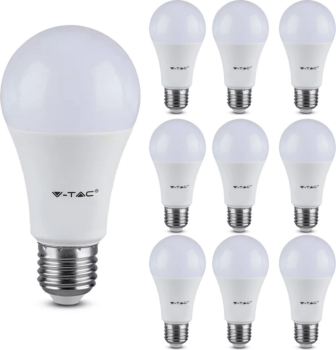 V- TAC - Discount pack 10x E27 LED Lamp - Ampoule A60 - 9,5 Watt 1521 Lumen  - 4000K... | bol