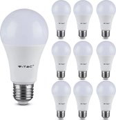V-TAC - Voordeelpack 10x E27 LED Lamp - A60 peertje - 9,5 Watt 1521 Lumen - 4000K Neutraal wit - Vervangt een 100 Watt halogeen lamp - 160 Lumen per Watt - E27 Lichtbron voordeelverpakking