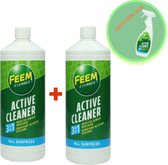Feem Active Cleaner ontvetter en ontvlekken van vuile en vettige oppervlakken - 2 x 1l + 500ml gratis erbij