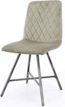 Diamond velvet - Eetkamerstoelen - set van 4 - champagne velours - ruitmotief