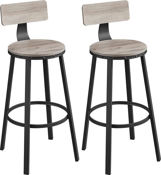 Klihome Barkruk 2-delige set, barstoelen met metalen frame, ronde Klihome Barkruk 2-delige set, barstoelen met metalen frame, ronde
