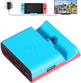 Transnect - Nintendo Switch Dock Set - HDMI 4K - Compatibel met Type-C Mobiel – Blauw met Red Achtergrond