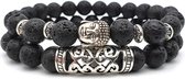 AWEMOZ Boeddha Natuursteen Armbanden - Boeddha Kralen Armbandjes - Zwart - Armband Dames - Armband Heren - Unisex - Sieraden - Valentijn Cadeautje voor Hem en Haar
