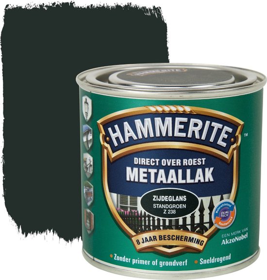 Blik Hammerite metaallak zijdeglans standgroen z238 met verfstaal.